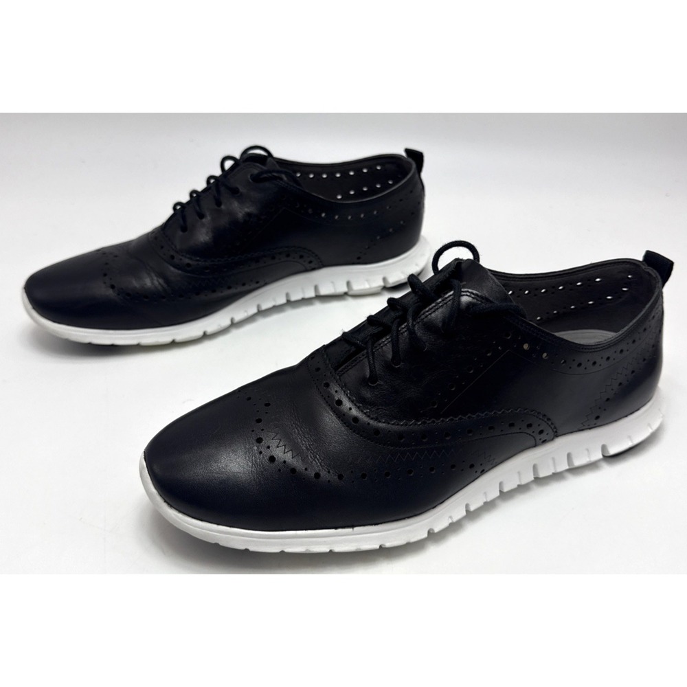 Cole Haan Zerogrand Womens 9.5 B Black White Wingtip Lightweight Leather
